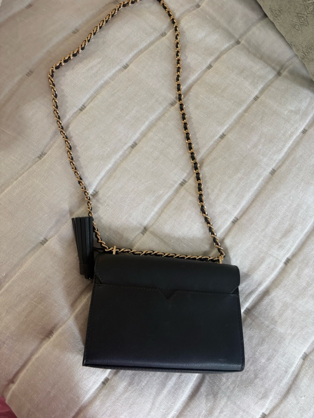 Michael Kors Black Leather Crossbody with Gold Chain Strap - Picture 3 of 5